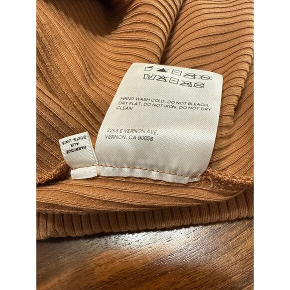 Bodycon Ribbed Knit Dress Size Large Butterscotch Back Slit Reformation Bleeker - Picture 9 of 14